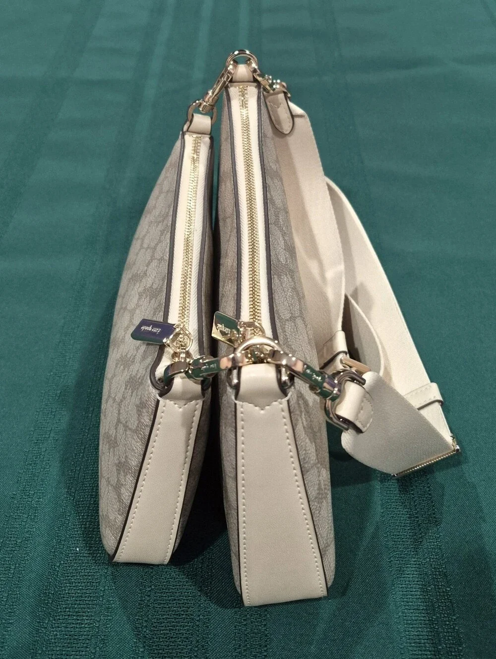 KATE SPADE 2 in 1 CREAM FLORAL PEBBLE SOFT LEATHER CROSSBODY/SHOULDER BAG.
